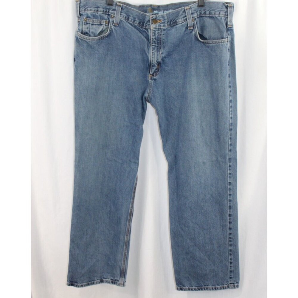 Carhartt Mens Medium Wash Relaxed Straight Jeans 42x30